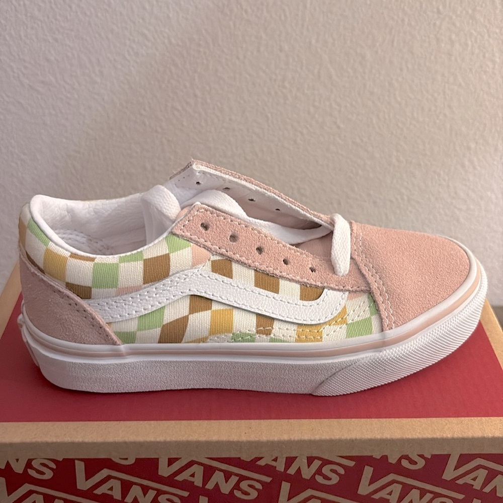 NIB [Vans] Old Skool Shoe Sneaker Tennis Shoes in Multi/True White Kids Sz 12.0 - Picture 6 of 16